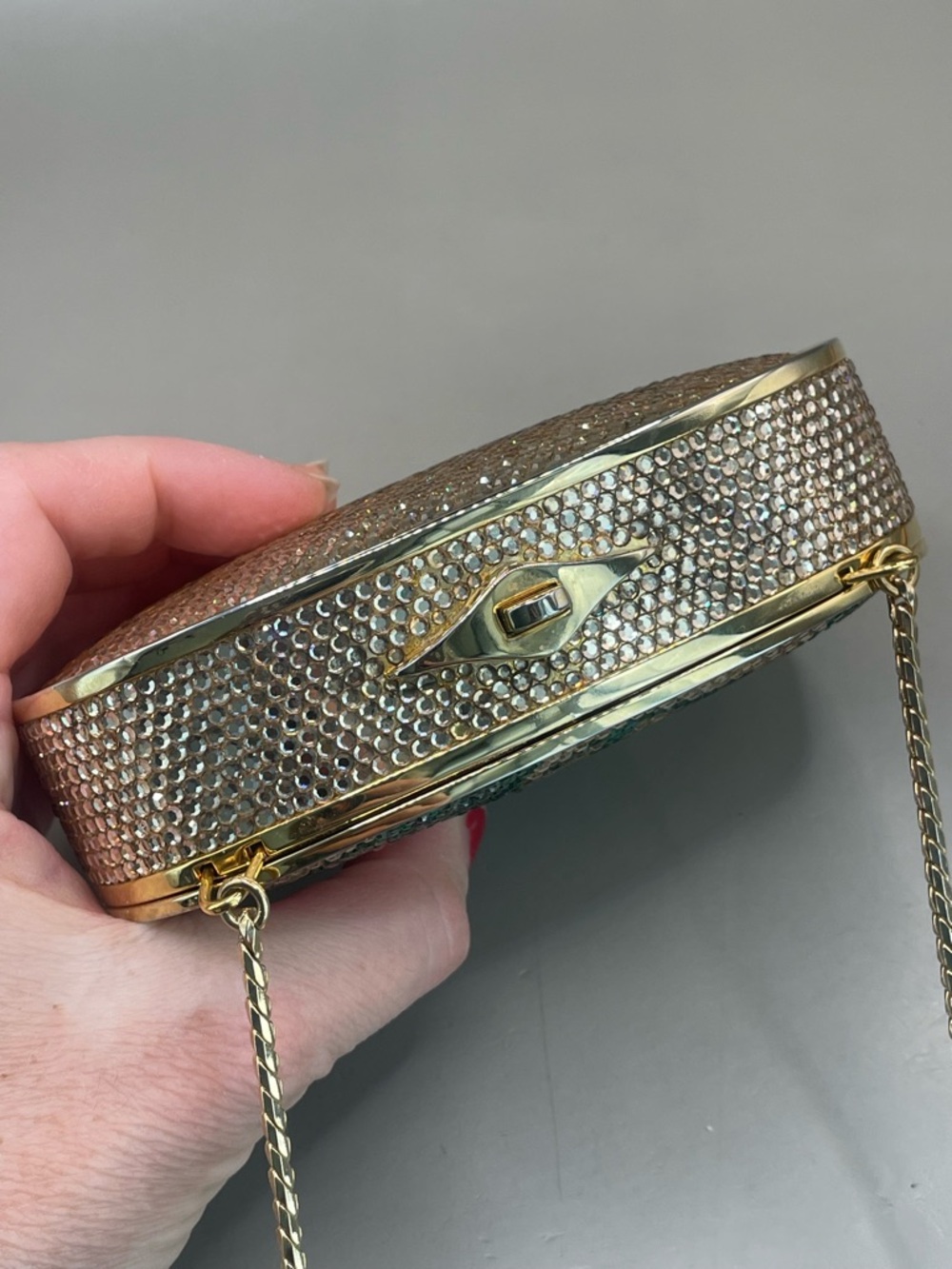 JUDITH LEIBER READ! USED Floral Swarovski Crystals GoldTone Shoulder Bag/Purse - Picture 11 of 15